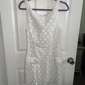 BEBE Boatneck Eyelet Sleeveless Dress